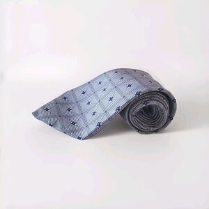 Robert Talbott Best of Class Silk Necktie Silver Grey Blue Accents Handsewn